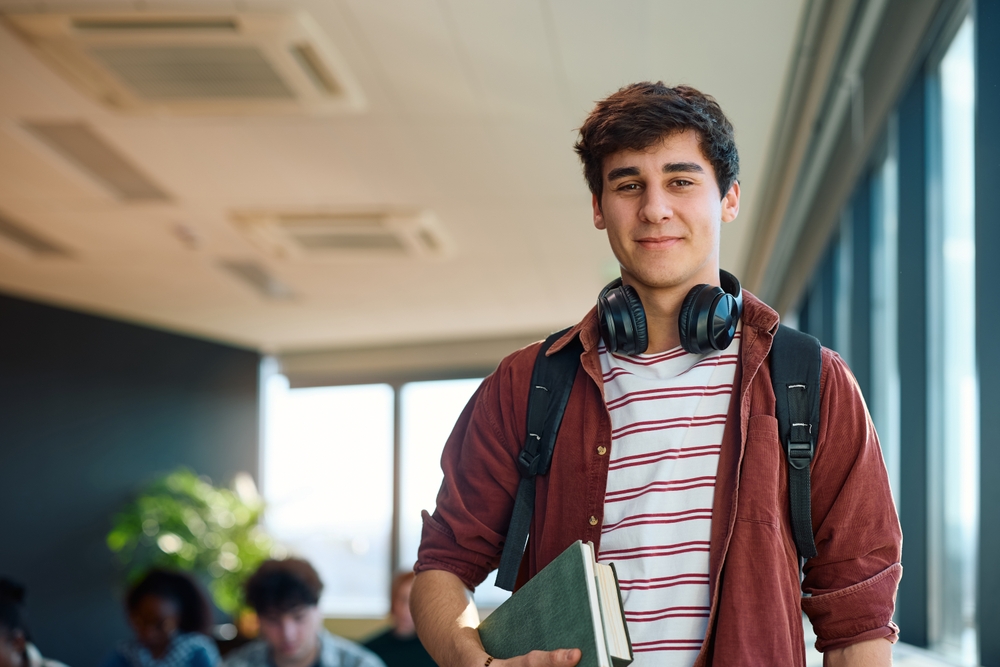 Student confidently attending a visa interview with documents prepared for study abroad